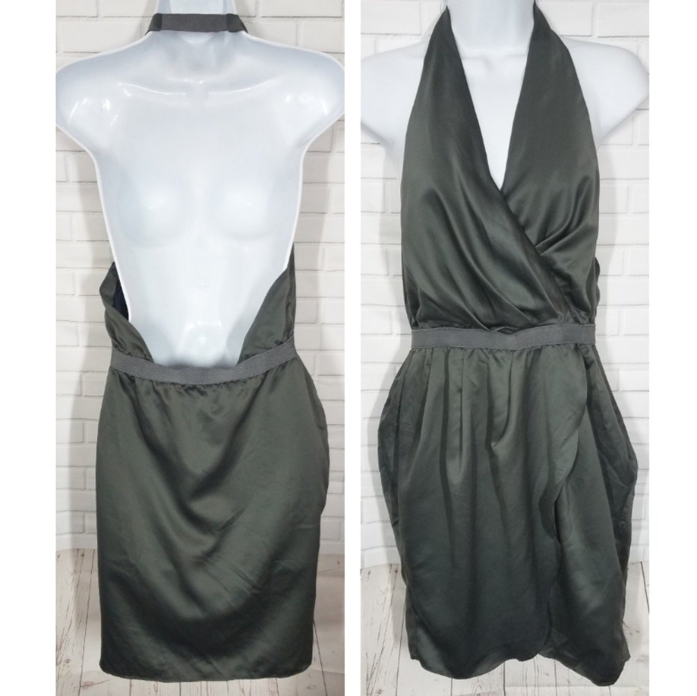 Gray Draped Cocktail Party Dress